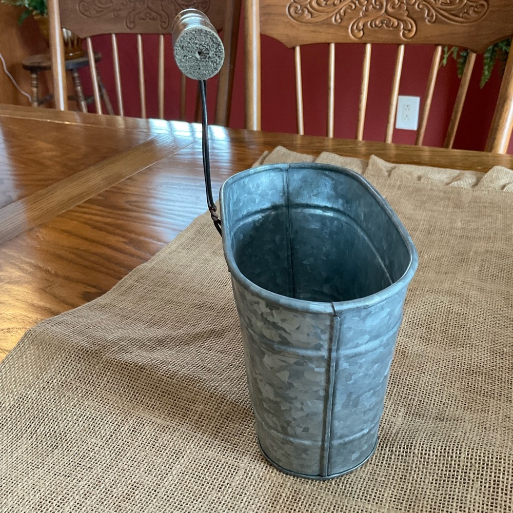Galvanized Look Container With Handle - Picture 3 of 8